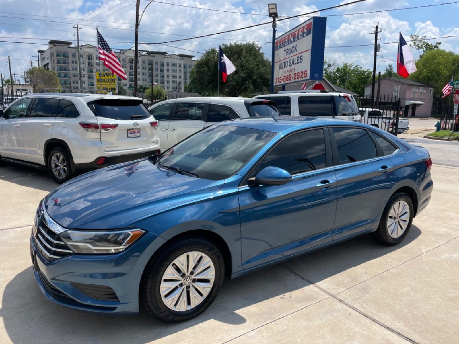 2020 Blue /Silver Volkswagen Jetta 1.4T S 6M (3VWN57BU5LM) with an 1.4L L4 DOHC 20V engine, 6M transmission, located at 1501 West 15th St., Houston, 77008, (713) 869-2925, 29.797941, -95.411789 - Photo #0