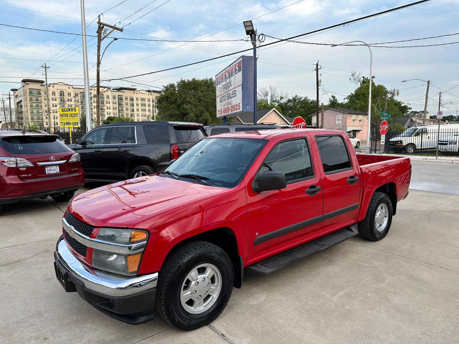 2007 Red /Black Chevrolet Colorado LT1 Crew Cab 2WD (1GCCS13E078) with an 3.7L L5 DOHC 20V engine, 4-Speed Automatic Overdrive transmission, located at 1501 West 15th St., Houston, 77008, (713) 869-2925, 29.797941, -95.411789 - Photo #0