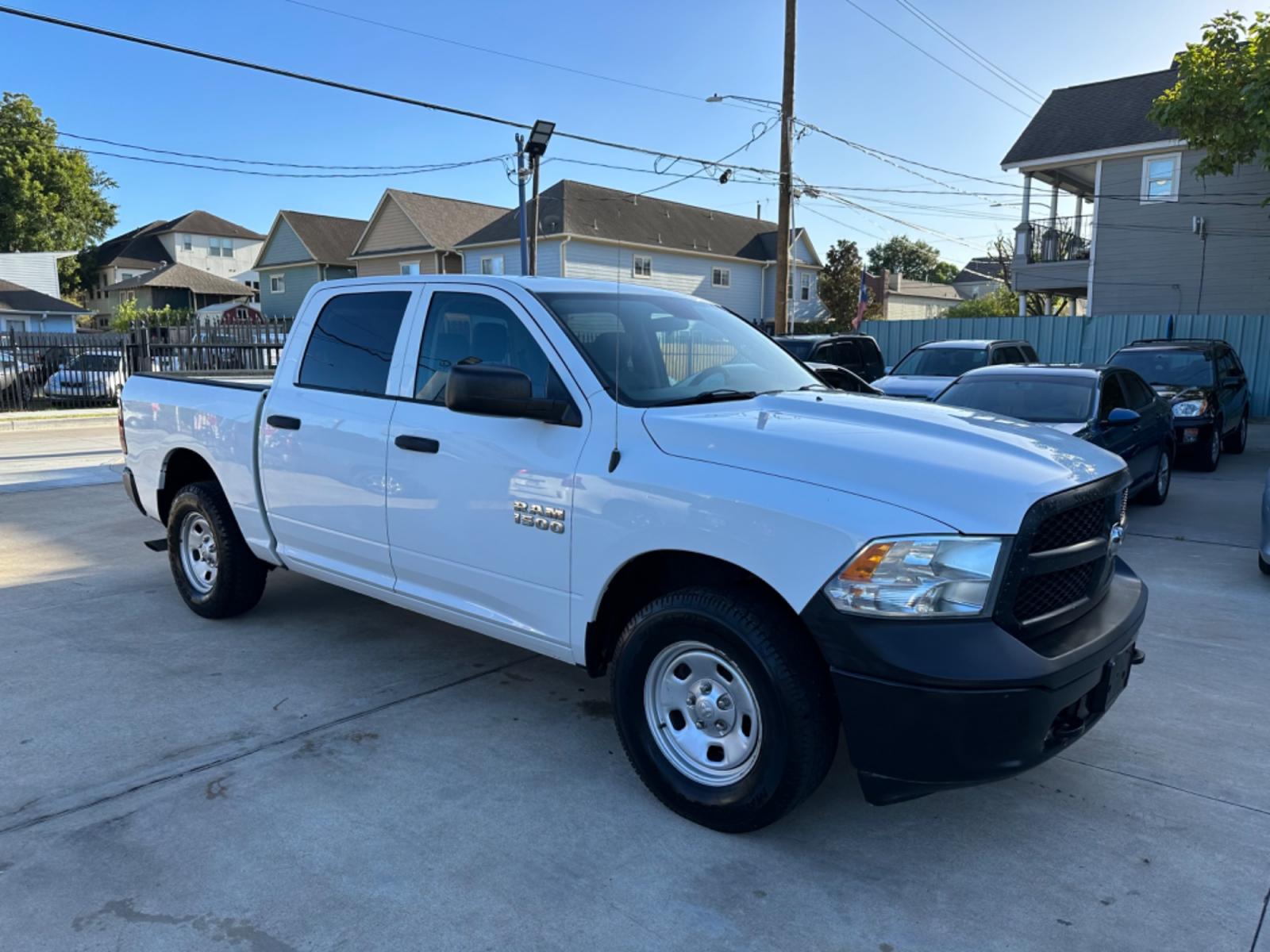 2014 White /Silver RAM 1500 Tradesman Crew Cab SWB 4WD (1C6RR7KG8ES) with an 3.6L V6 DOHC 24V FFV engine, 6-Speed Automatic transmission, located at 1501 West 15th St., Houston, 77008, (713) 869-2925, 29.797941, -95.411789 - Photo #1
