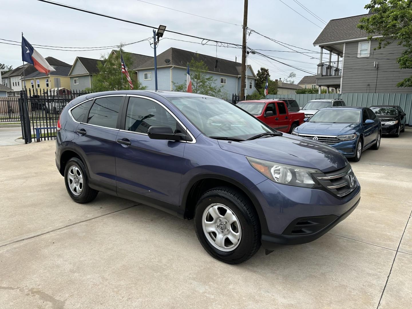 2014 Blue /Silver Honda CR-V LX 2WD 5-Speed AT (3CZRM3H33EG) with an 2.4L L4 DOHC 16V engine, 5-Speed Automatic transmission, located at 1501 West 15th St., Houston, 77008, (713) 869-2925, 29.797941, -95.411789 - Photo#1