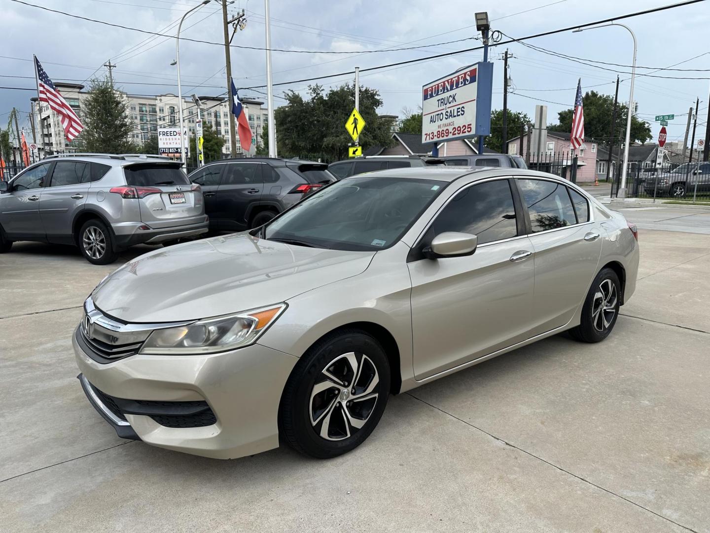 2016 Beige /Beige Honda Accord LX Sedan CVT (1HGCR2F30GA) with an 2.4L L4 DOHC 16V engine, CVT transmission, located at 1501 West 15th St., Houston, 77008, (713) 869-2925, 29.797941, -95.411789 - Photo#0