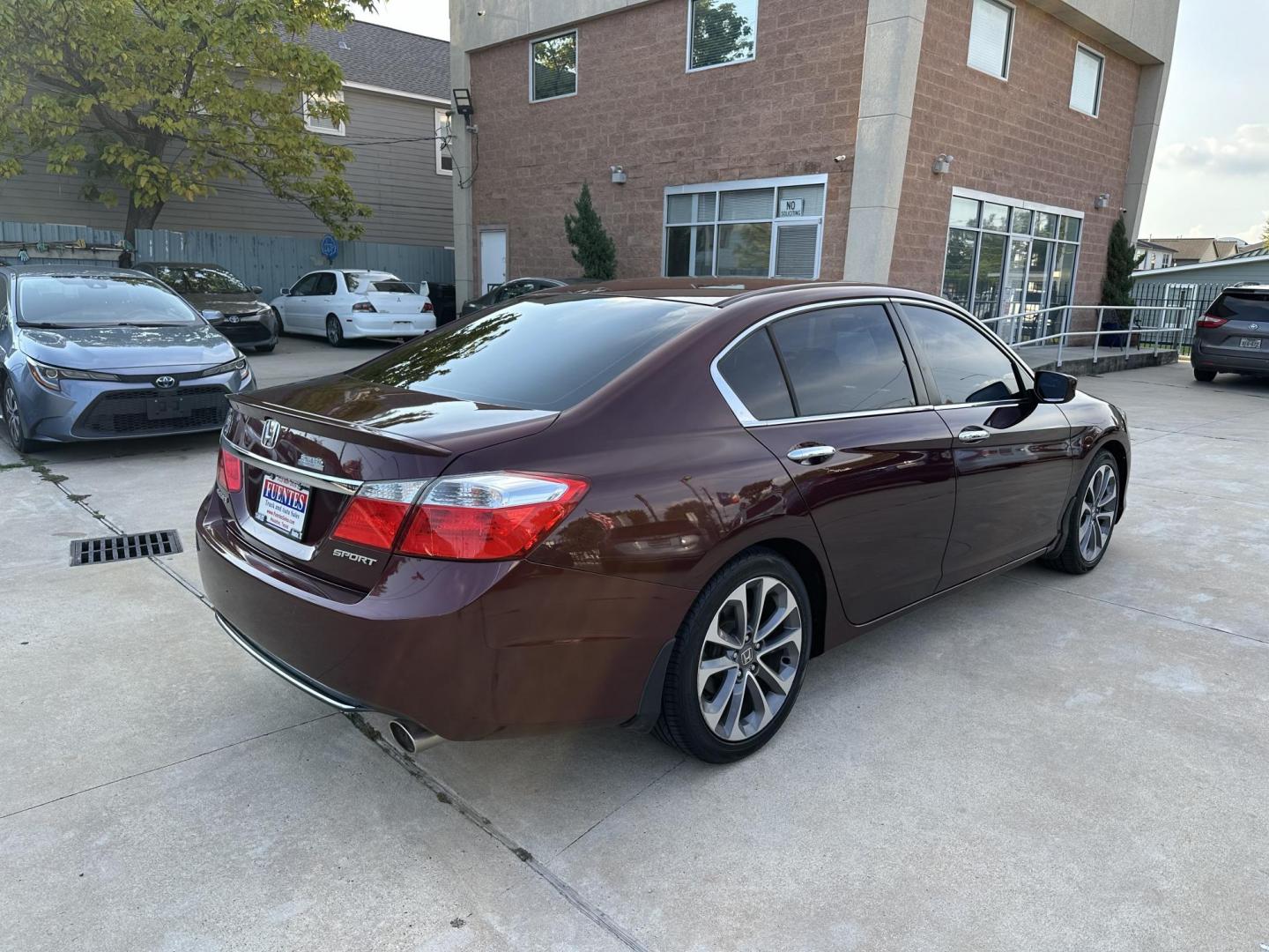 2014 Maroon /Black Honda Accord Sport Sedan CVT (1HGCR2F52EA) with an 2.4L L4 DOHC 16V engine, Continuously Variable Transmission transmission, located at 1501 West 15th St., Houston, 77008, (713) 869-2925, 29.797941, -95.411789 - Photo#2