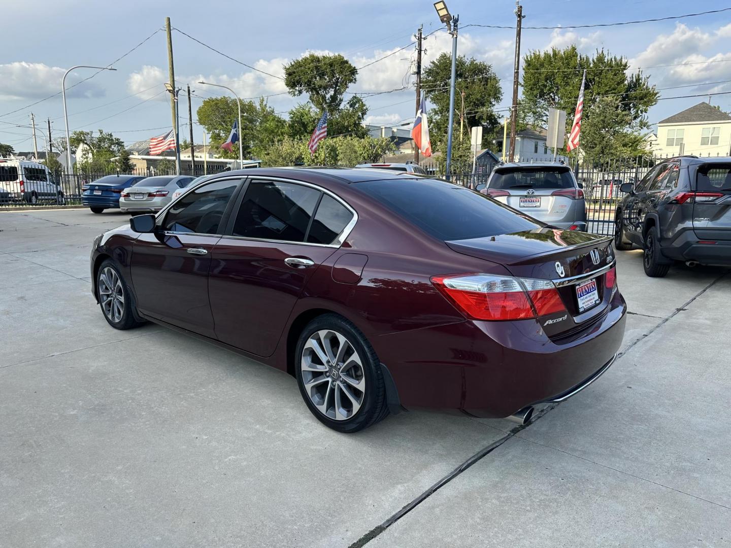 2014 Maroon /Black Honda Accord Sport Sedan CVT (1HGCR2F52EA) with an 2.4L L4 DOHC 16V engine, Continuously Variable Transmission transmission, located at 1501 West 15th St., Houston, 77008, (713) 869-2925, 29.797941, -95.411789 - Photo#3