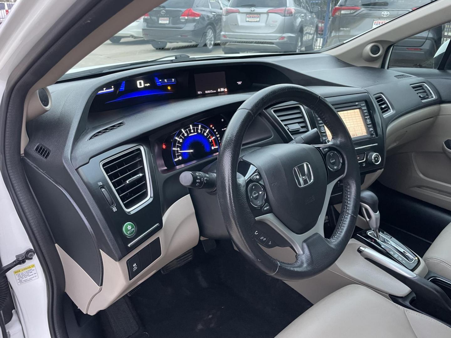 2013 White /Silver Honda Civic EX-L Sedan 5-Speed AT (19XFB2F99DE) with an 1.8L L4 SOHC 16V engine, 5-Speed Automatic transmission, located at 1501 West 15th St., Houston, 77008, (713) 869-2925, 29.797941, -95.411789 - Photo#11