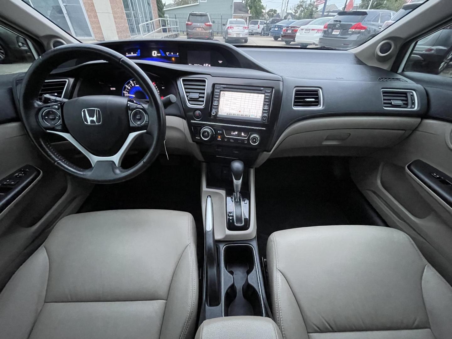 2013 White /Silver Honda Civic EX-L Sedan 5-Speed AT (19XFB2F99DE) with an 1.8L L4 SOHC 16V engine, 5-Speed Automatic transmission, located at 1501 West 15th St., Houston, 77008, (713) 869-2925, 29.797941, -95.411789 - Photo#12