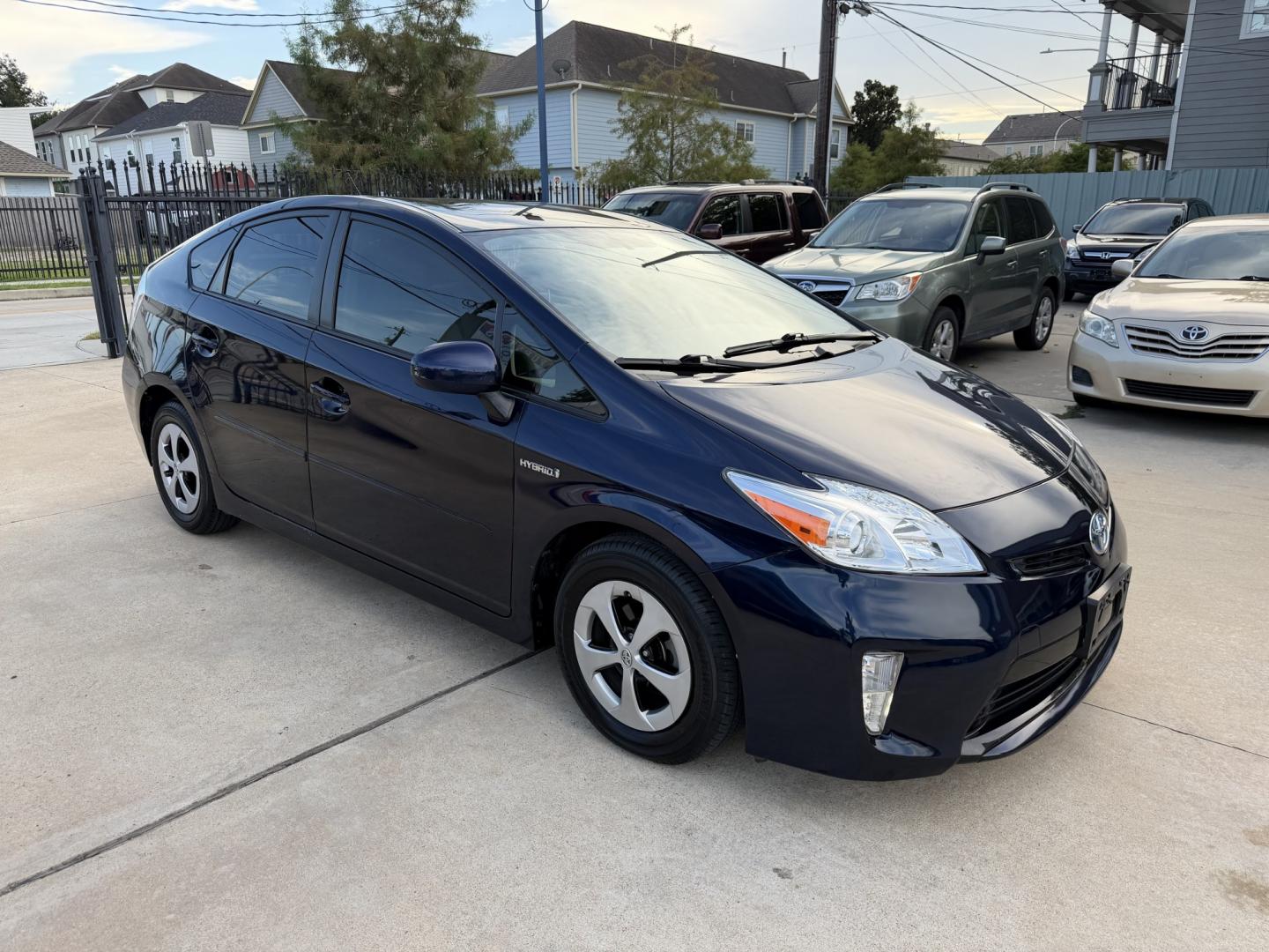 2015 Blue /Silver Toyota Prius Four (JTDKN3DU9F0) with an 1.8L L4 DOHC 16V HYBRID engine, Continuously Variable Transmission transmission, located at 1501 West 15th St., Houston, 77008, (713) 869-2925, 29.797941, -95.411789- Photo#1