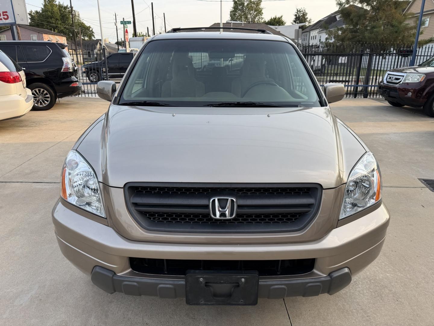 2004 Gold /Tan Honda Pilot EX (2HKYF18454H) with an 3.5L V6 SOHC 24V engine, 5A OD transmission, located at 1501 West 15th St., Houston, 77008, (713) 869-2925, 29.797941, -95.411789- Photo#1
